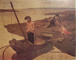 Pierre Puvis de Chavennes: Il povero pescatore, anno 1881, olio su tela, cm. 155 x 192,5, Louvre , Parigi.